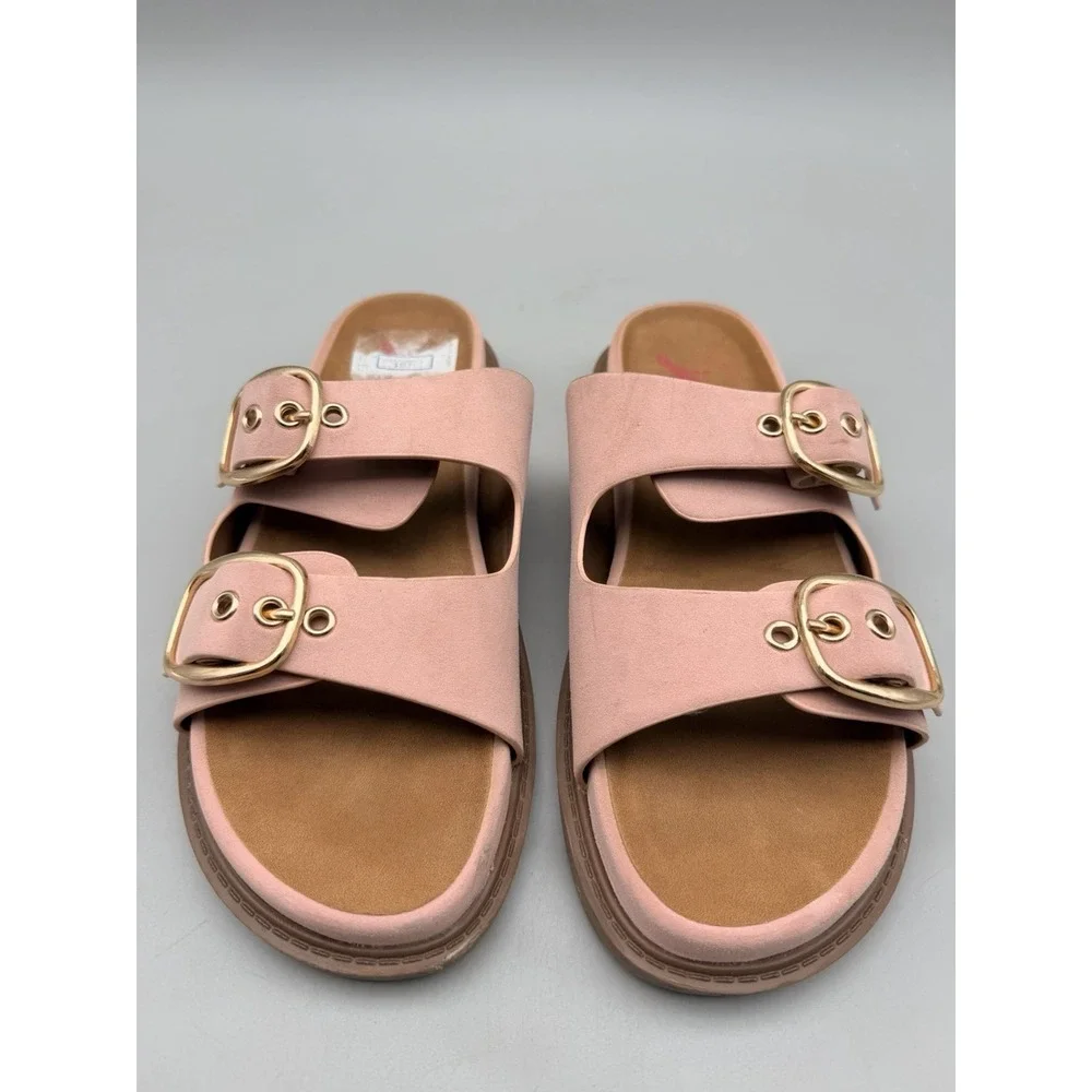 Jellypop Buddy Pink Double Buckle Slide Sandals Womens Size 8 Comfort Casual